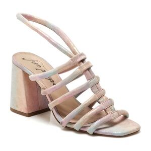 Women’s FREE PEOPLE Collette cinched heeled sandal- rainbow metallic. Size 39